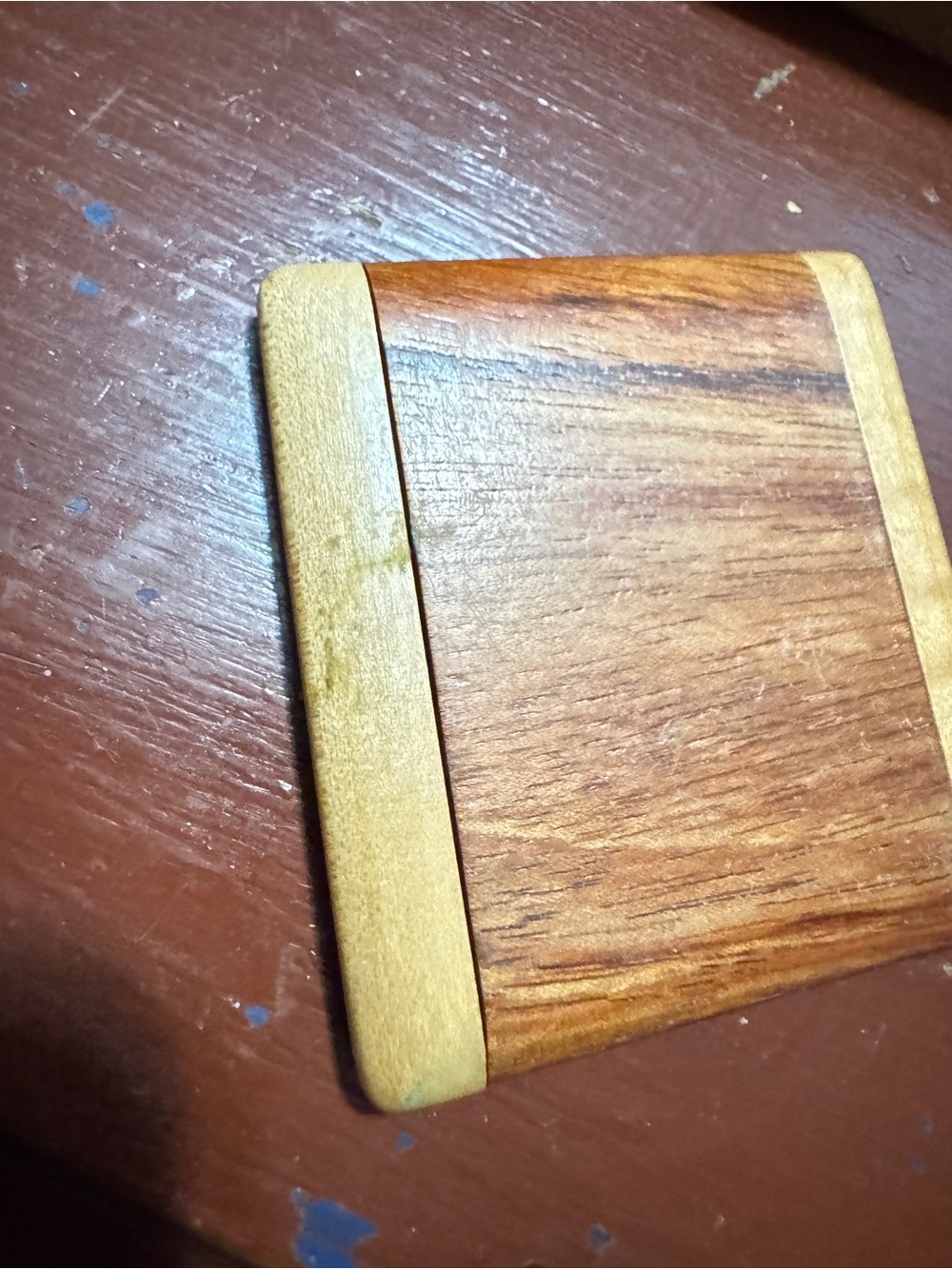 Wooden Square compact purse mirror in Brown and Tan